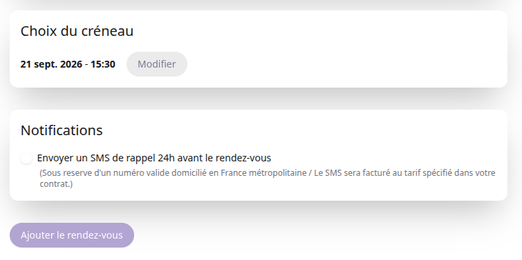 Notification de RDV par SMS